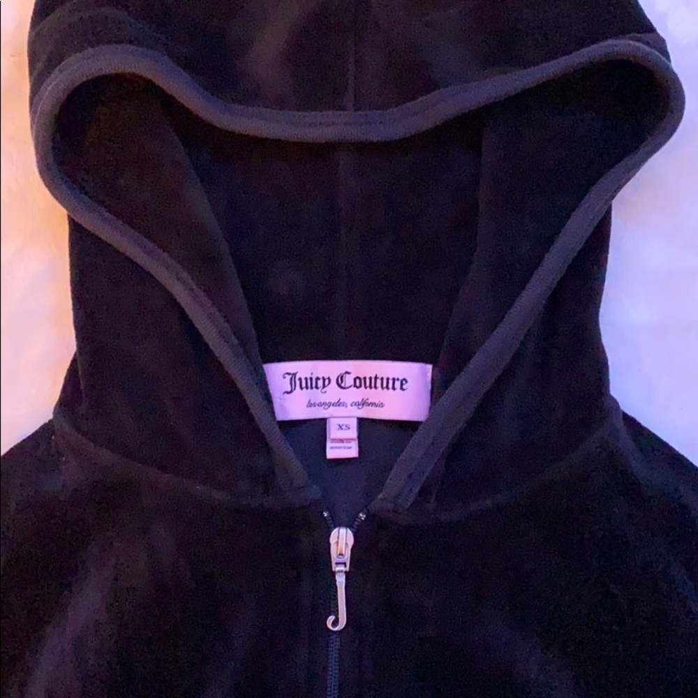 Vintage Juicy Couture Black Velour Tracksuit Top